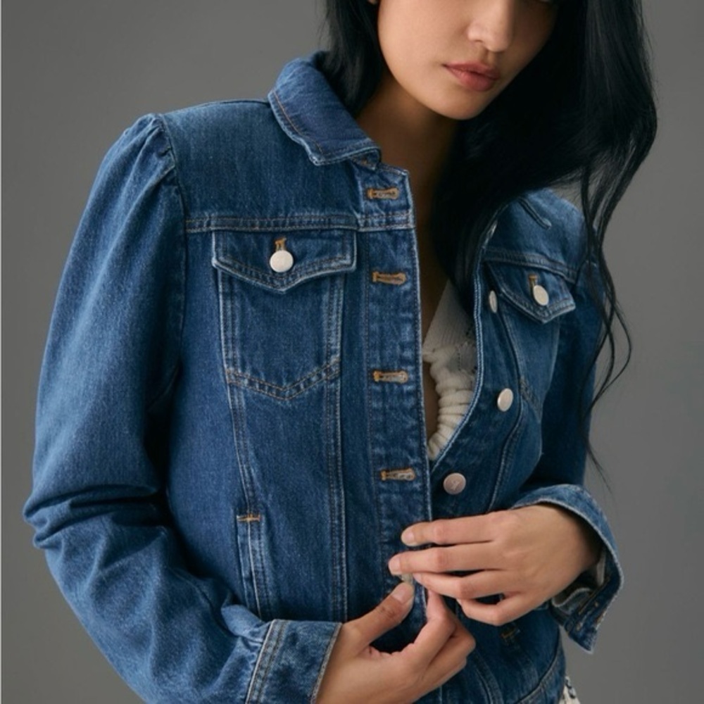 Anthropologie Puff Sleeve Denim Jacket